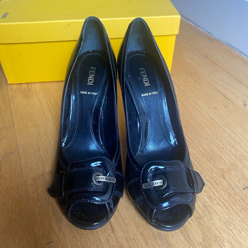 Fendi Black Peep Toe Pumps